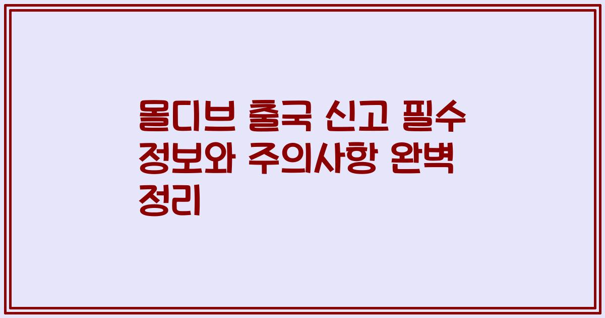 몰디브 출국 신고 필수 정보와 주의사항 완벽 정리