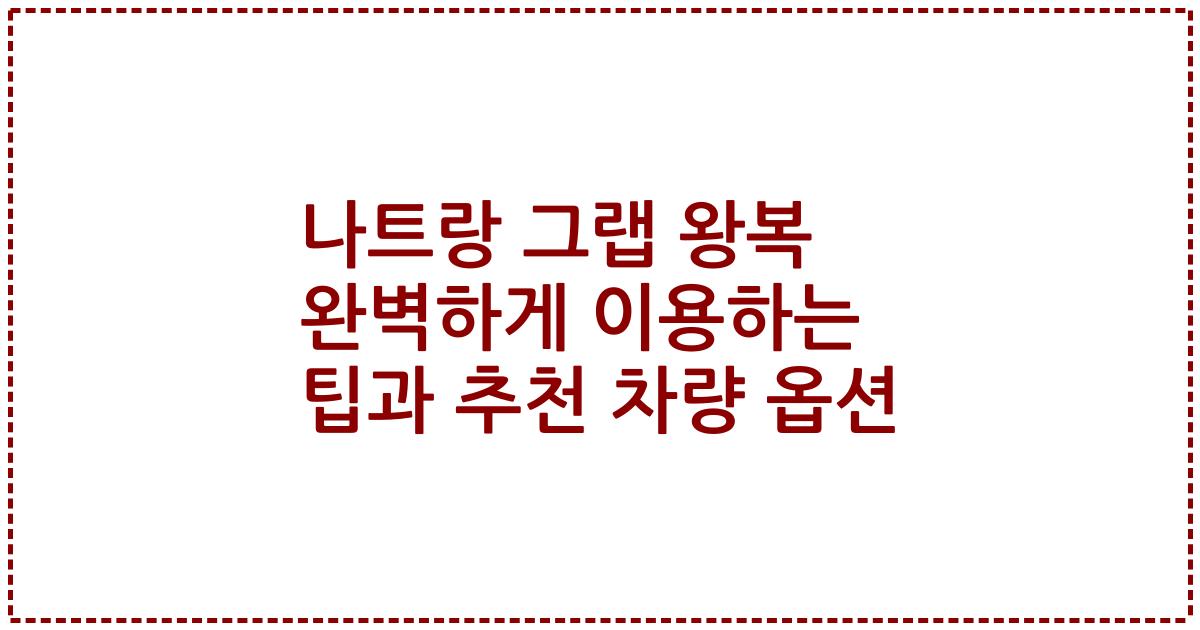 나트랑 그랩 왕복 완벽하게 이용하는 팁과 추천 차량 옵션