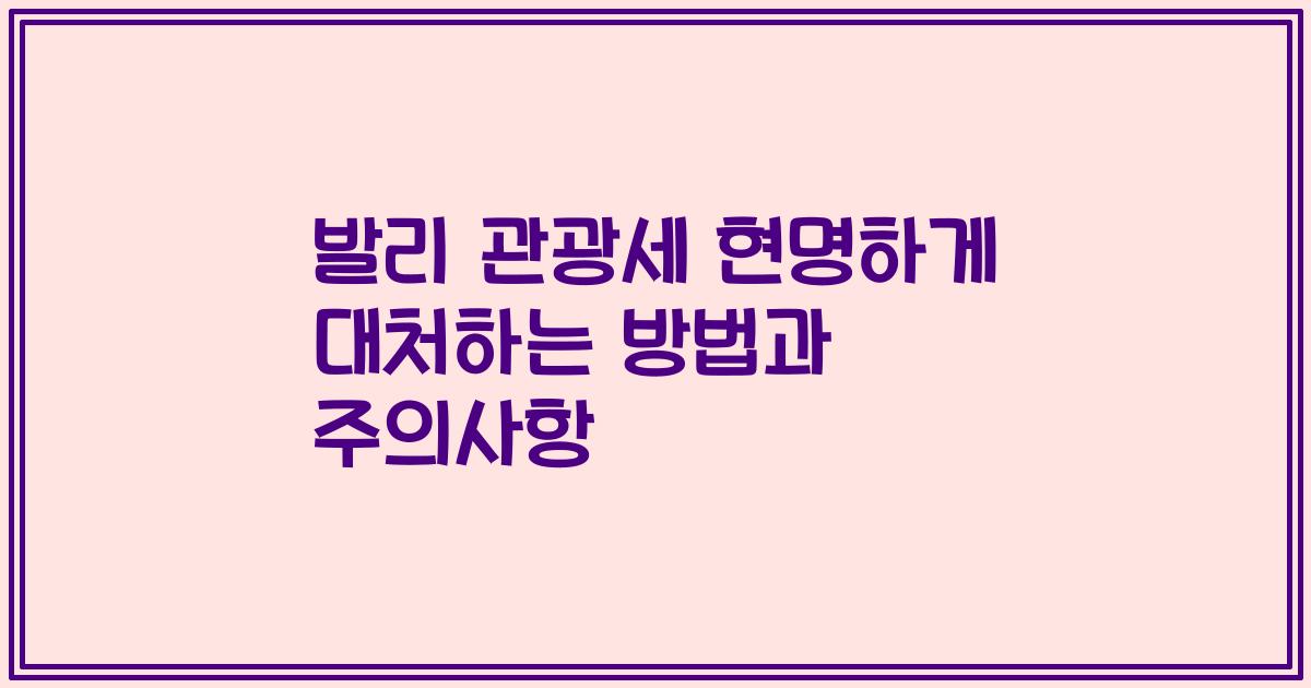 발리 관광세 현명하게 대처하는 방법과 주의사항